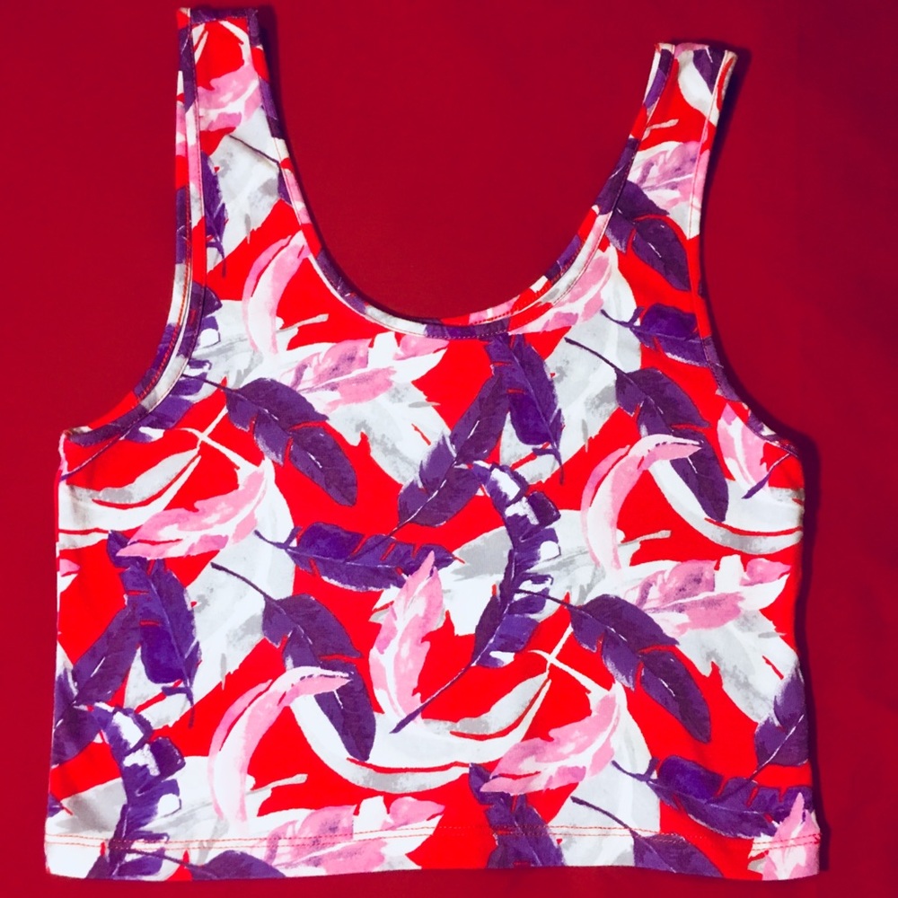 Purple/Orange Feather Crop Top